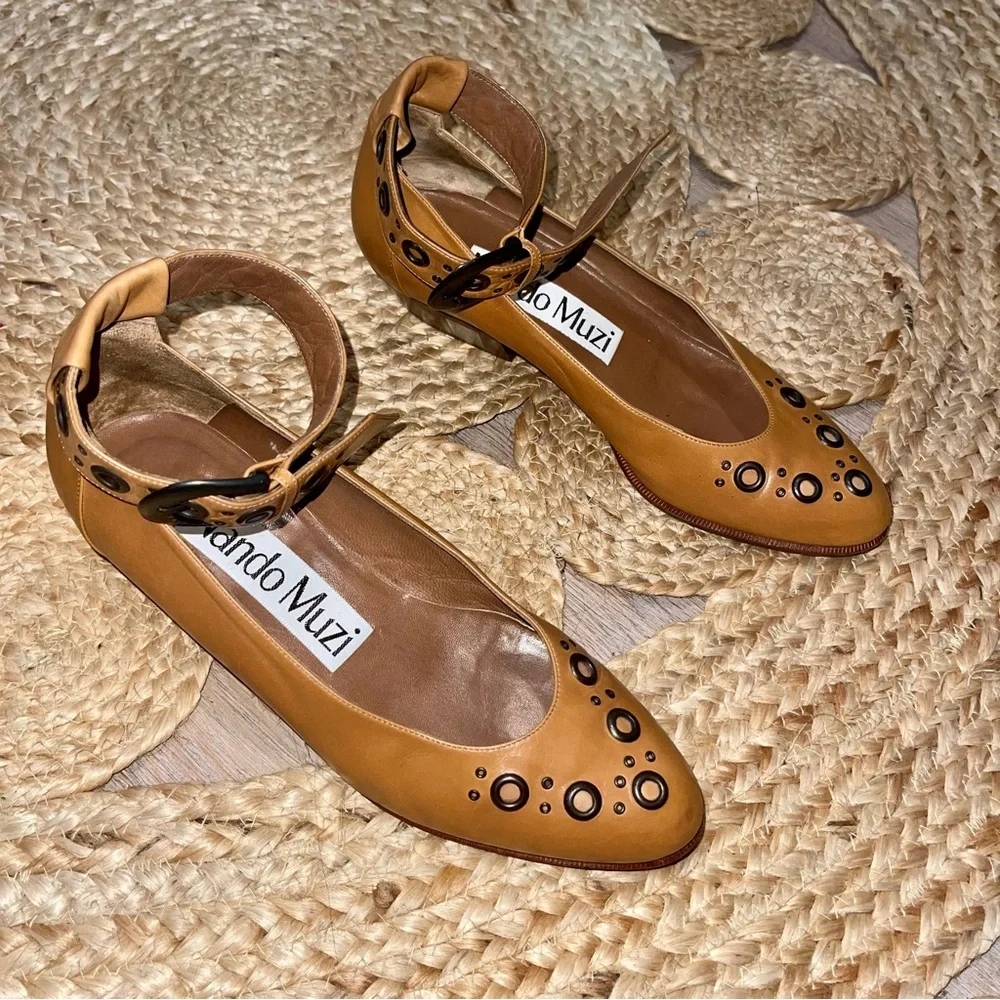 Women's Nando Muzi Grommet Italian Leather Mary Jane Pumps - Picture 4 of 11